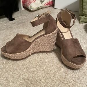 Taupe suede wedges 8.5
